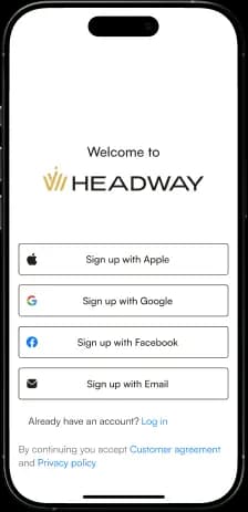 Phone image showing Headway trading app