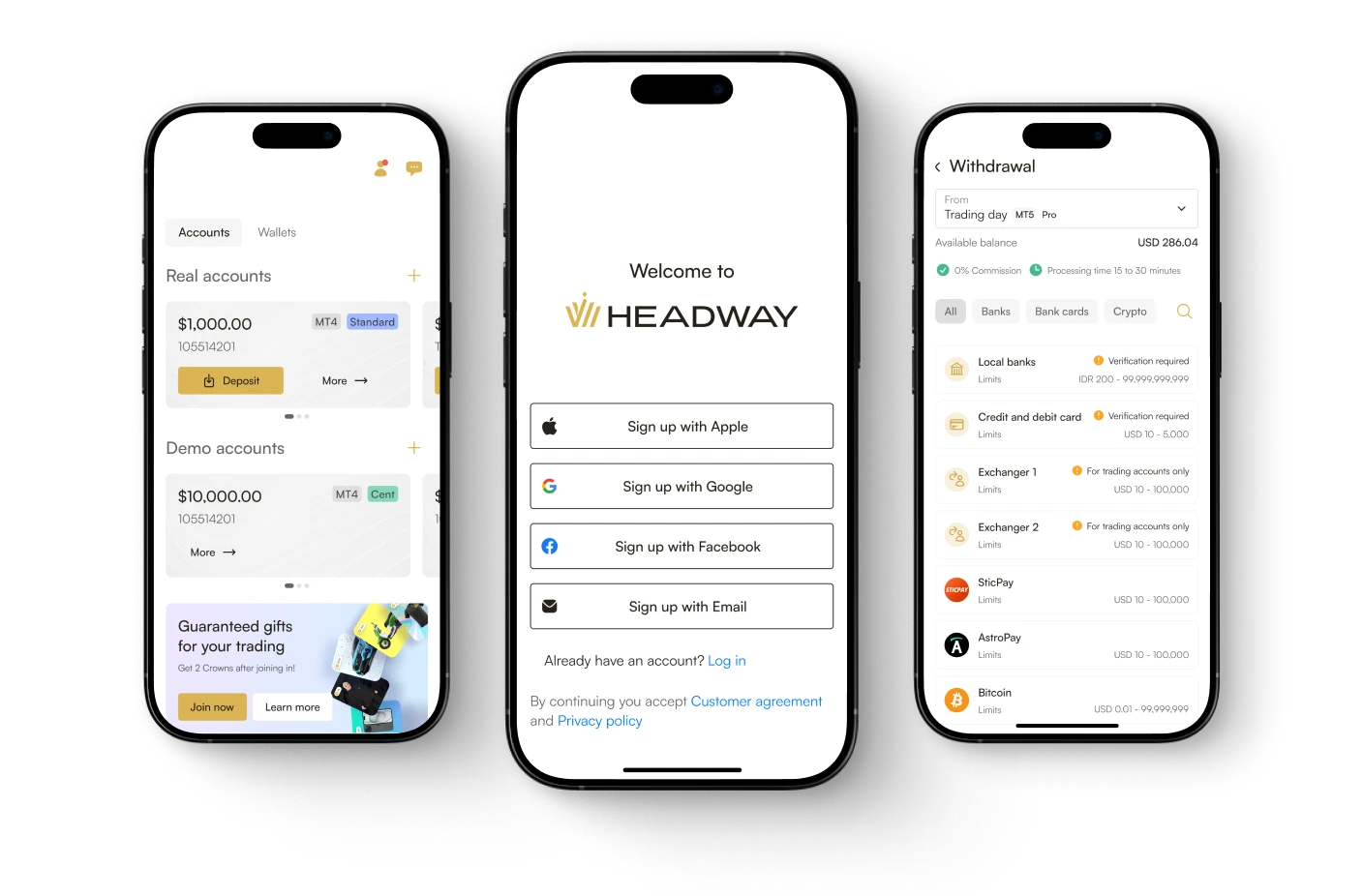 Phone image showing Headway trading app